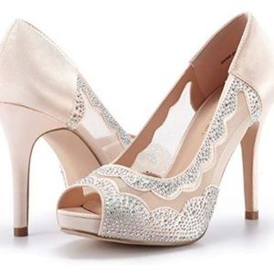NEW IVORY  peep toe Rhinestone Bridal Shoes
